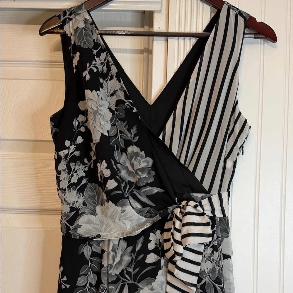 INC Women's Black Floral Stripe Printed Ruffle-trim Maxi Dress - Picture 5 of 9